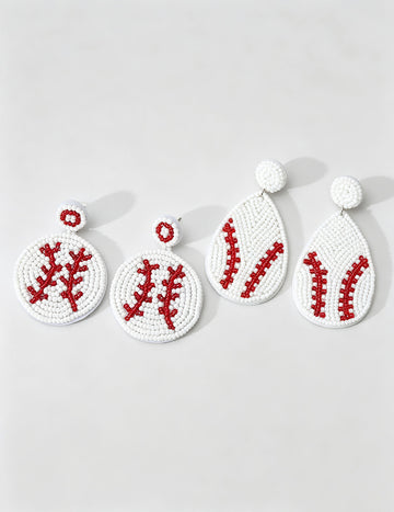 Beaded Baseball Stud Earrings - DippedShop Wholesale - #8675
