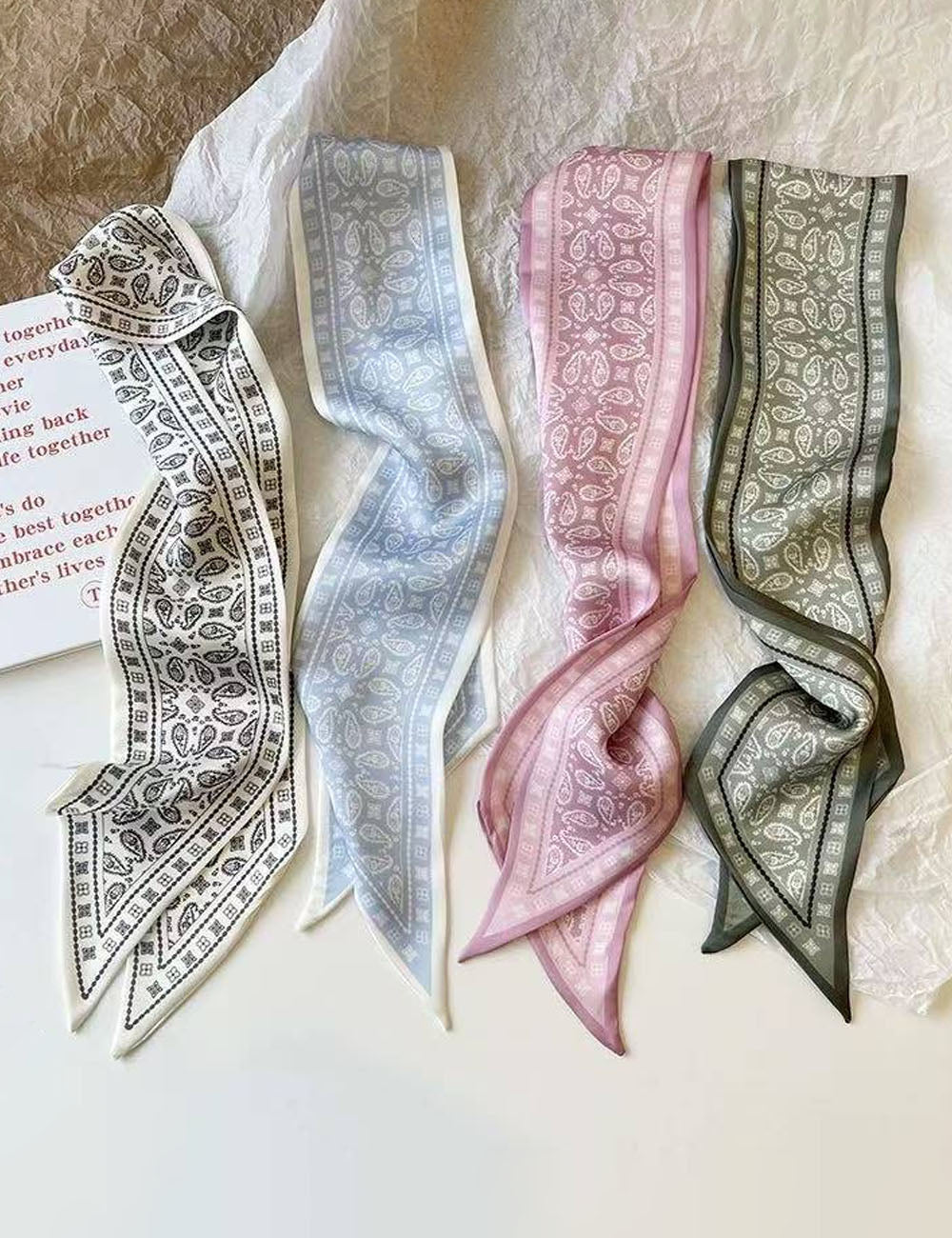 Cashew Print Silk Scarf - DippedShop Wholesale - #0883