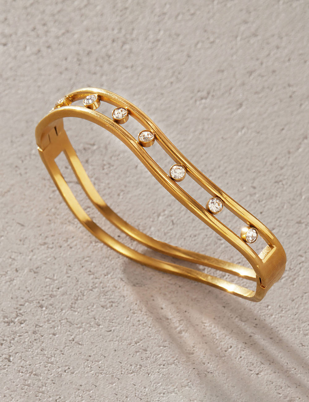 Fashion Irregular Cubic Zirconia Bangle Bracelet 6W6JBR602