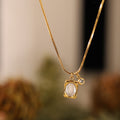 Vintage Shell Square Pendant Snake Chain Necklace 6W6JNC1078