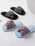 Soft Striped Plush Slippers - DippedShop Wholesale - #6819