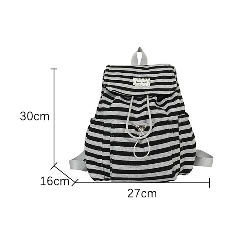 Minimalist Color Block Striped Flap Backpack 6S10BBG1430