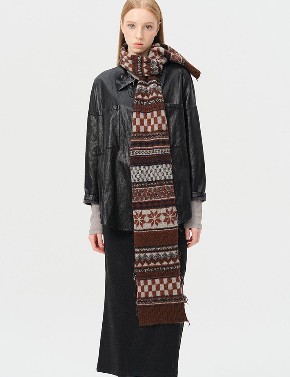 Jacquard Knit Scarf - DippedShop Wholesale - #9971