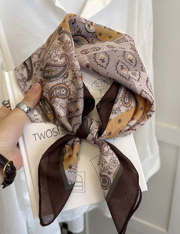 Chic Floral Print Square Silk Scarf 6W6NSI189
