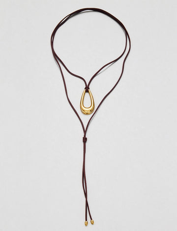 Geometric Pendant Leather Necklace - DippedShop Wholesale - #0483