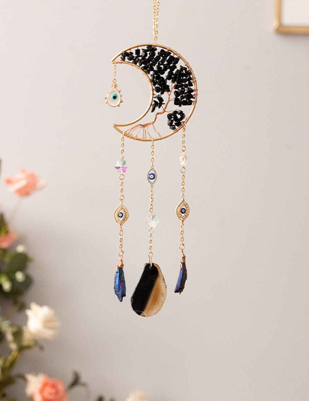 Crystal Moon Shaped Hanging Prism Suncatcher MK2CZAS6H7HLS86