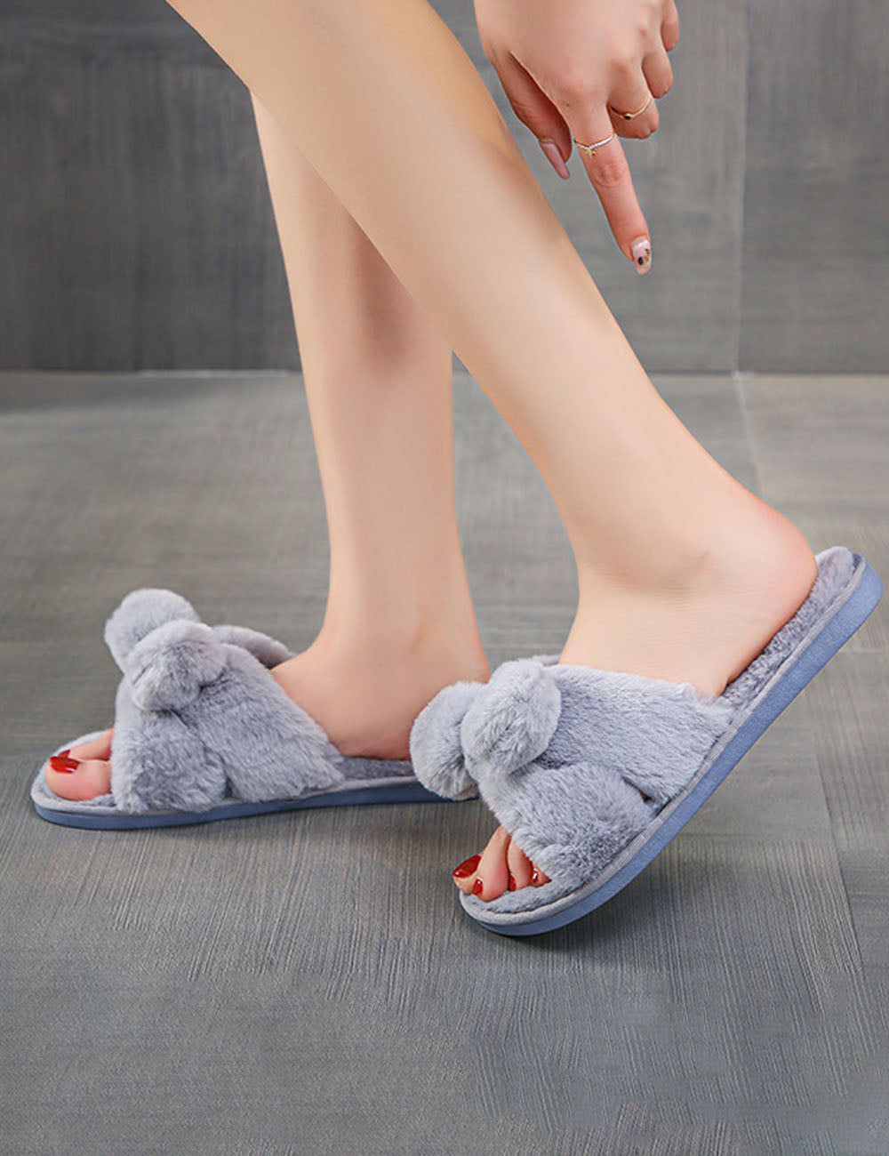 Plush Bow Knot Slippers - DippedShop Wholesale - #4579