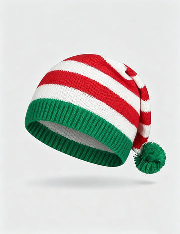 Striped Knit Christmas Beanie - DippedShop Wholesale - #0467