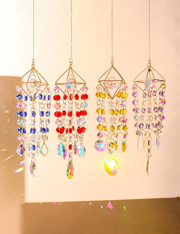 Geometric Frame Crystal Chain Tassel Hanging Suncatchers MK2CZAS6H7HLS67