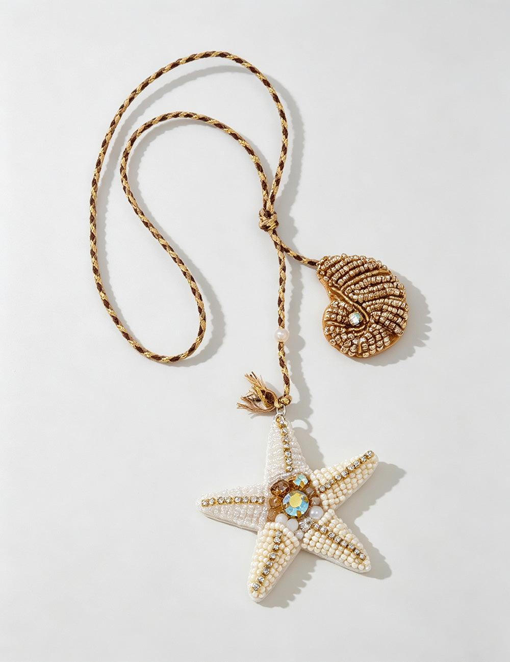 Stylish Rhinestones Beads Starfish Pendant Keychain 6W10BBC781