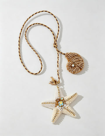 Stylish Rhinestones Beads Starfish Pendant Keychain 6W10BBC781