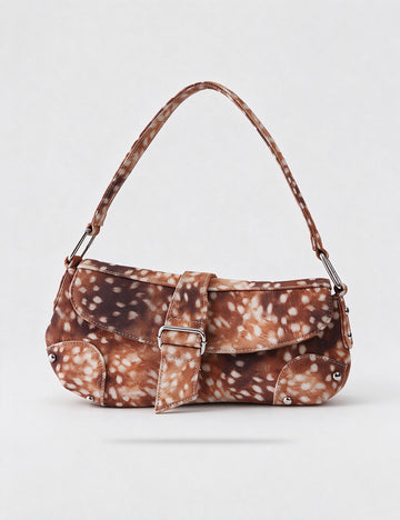 Vintage Distressed Deer Print Asymmetrical Shoulder Bag 6W10BBG2386