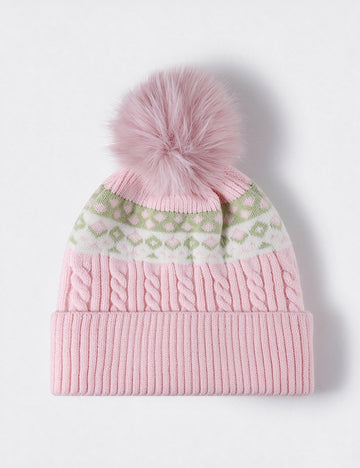 Jacquard Pompom Knit Beanie - DippedShop Wholesale - #2963