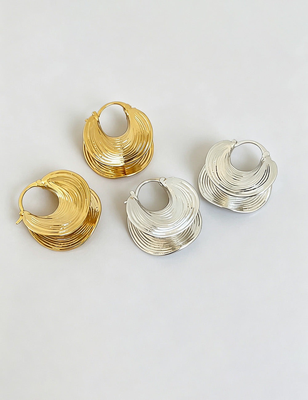 Chunky Gold Plated Geometric Hoop Earrings 6W6JER588