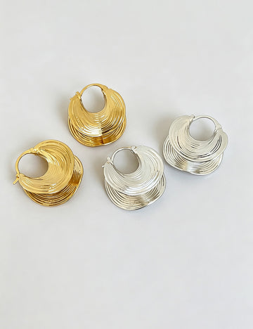 Chunky Gold Plated Geometric Hoop Earrings 6W6JER588