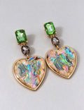 Vintage Heart Pendant Rhinestone Drop Earrings 6W6JER804