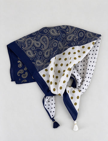 Vintage Polka Dot Paisley Print Square Scarf 6W6NSC211