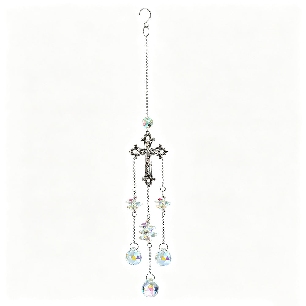 Vintage Gothic Cross Pendant Crystal Sun Catcher 6H7HLS196