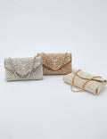 Elegant Pearl Square Evening Purse Handbag 6W10BBG1972