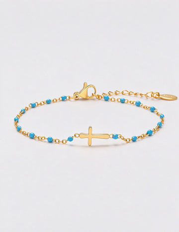 Cross Bead Chain Bracelet - DippedShop Wholesale - #1427