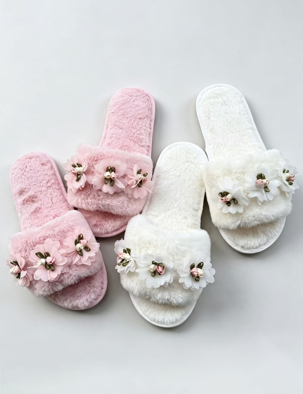 Plush Flower Indoor Slippers - DippedShop Wholesale - #0963