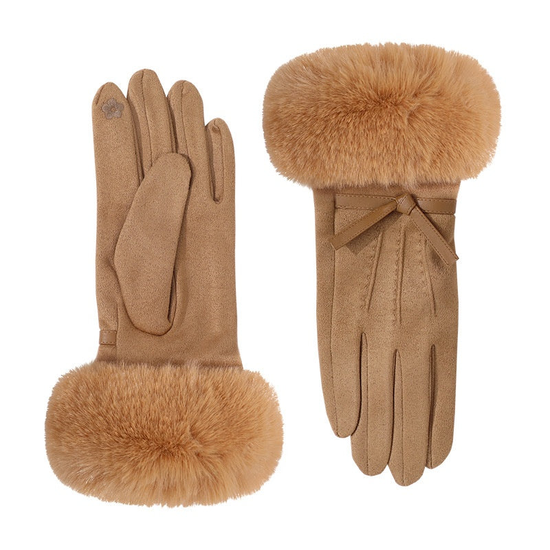 Vintage Autumn Suede Touch Screen Thicken Gloves 6W6GLO76