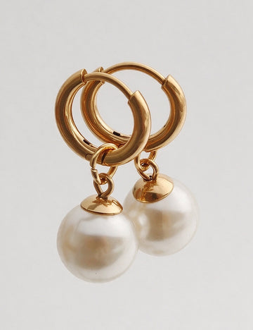 Pearl Drop Hoop Earrings - DippedShop Wholesale - #9619