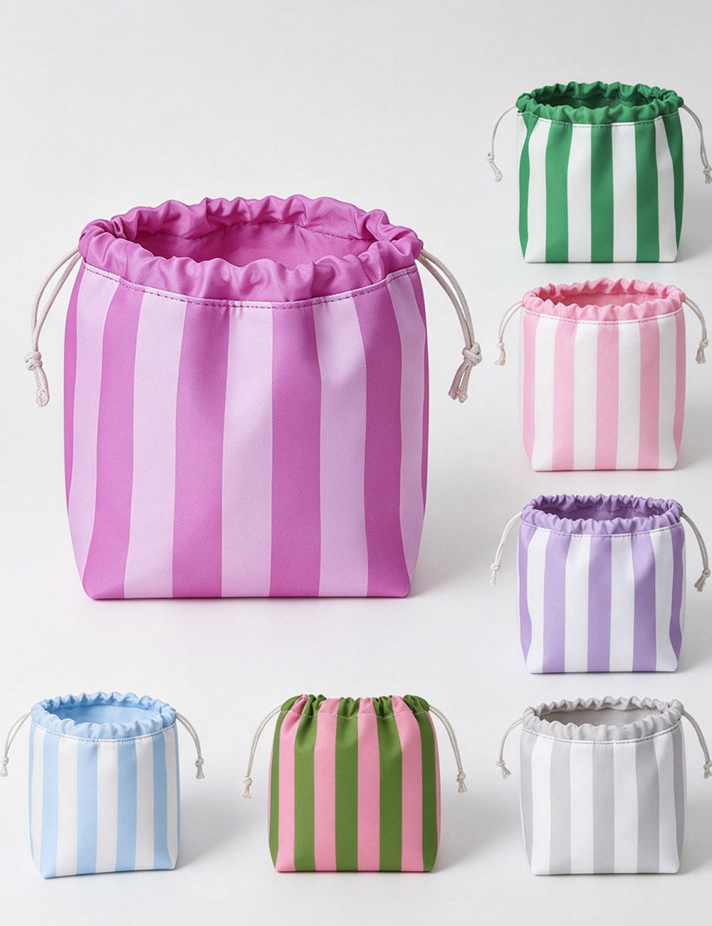 Striped Drawstring Cosmetic Bag - DippedShop Wholesale - #9811