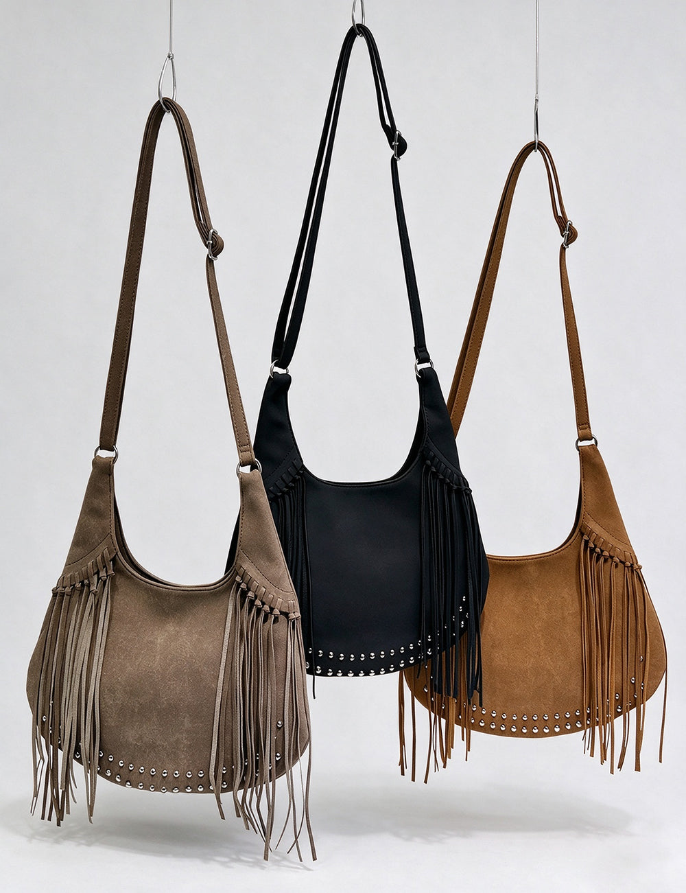 Vintage Studded Tassel Hobo Shoulder Bag 6W10BBG2360