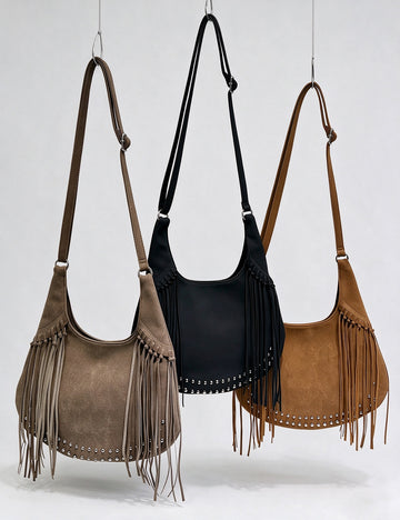 Vintage Studded Tassel Hobo Shoulder Bag 6W10BBG2360