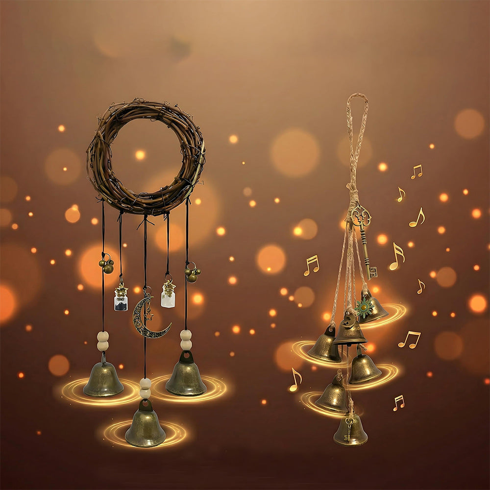 Retro Handmade Rattan Metal Bell Wind Chime 6H7HLS180