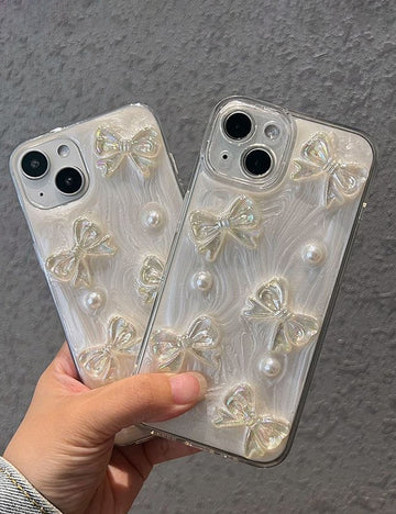 3D Bowknot Pearl Phone Case - DippedShop Wholesale - #8323