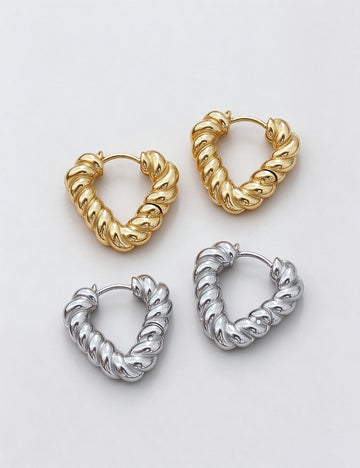 Twisted Rope Heart Hoop Earrings - DippedShop Wholesale - #2787