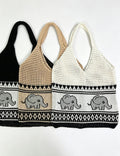 Retro Elephant Knitted Hollow Shoulder Bag 6W10BBG1795