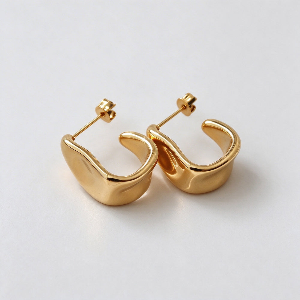 Irregular C-Shaped Stud Earrings - DippedShop Wholesale - #8243