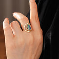 Vintage Oval Abalone Shell Open Statement Ring 6W6JRG357
