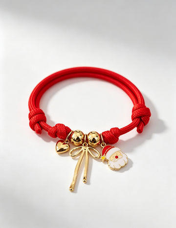 Cute Santa Claus Charm Rope Braided Bracelet 6W6JBR654