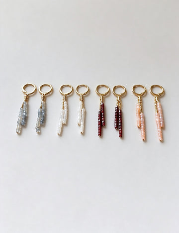 Boho Multi-Color Beaded Tassel Hoop Earrings 6W6JER952