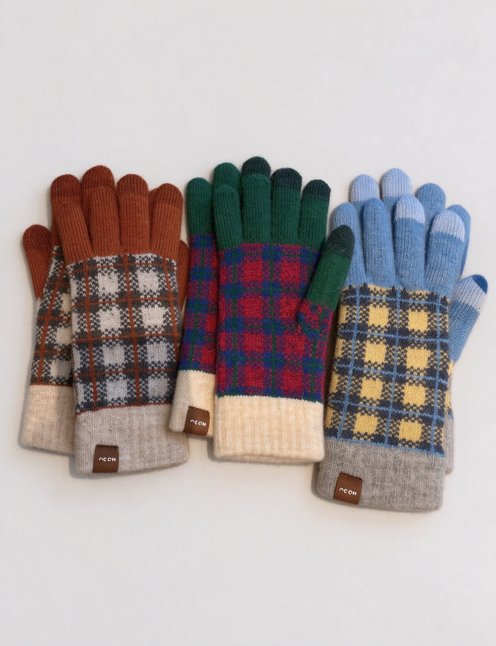 Plaid Knit Touch Screen Gloves - DippedShop Wholesale - #9795