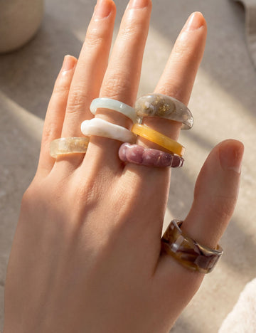 Unique Irregular Resin Statement Ring Set 6W6JRG293