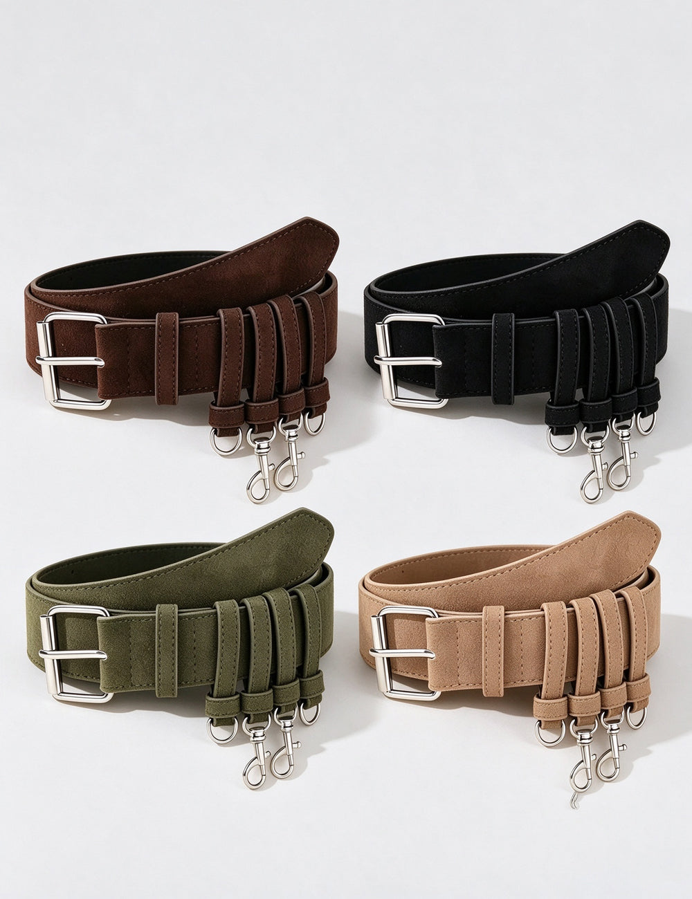 Vintage Faux Suede Multi-Hook Utility Waist Belt 6W6JBT233