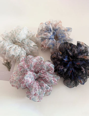 Vintage Sheer Organza Flower Fairy Scrunchies MK2BW6W6HSR85