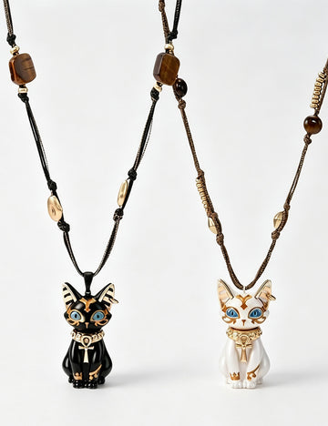Vintage Egyptian Bastet Cat Pendant Necklace 6W6JNC397L