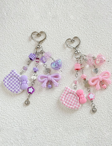 Sweet Bowknot Beaded Pendant Keychain Bag Charm 6W10BBC385