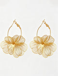Fashion Gold Plated Floral Dangle Hoop Earrings 6W6JER587