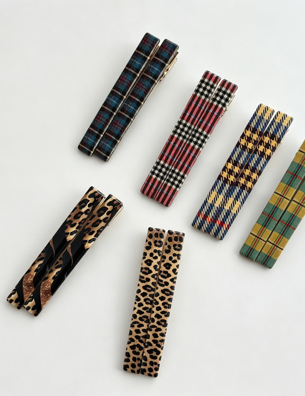 Vintage Plaid Leopard Print Acetate Hair Clip 6W6HCP1250
