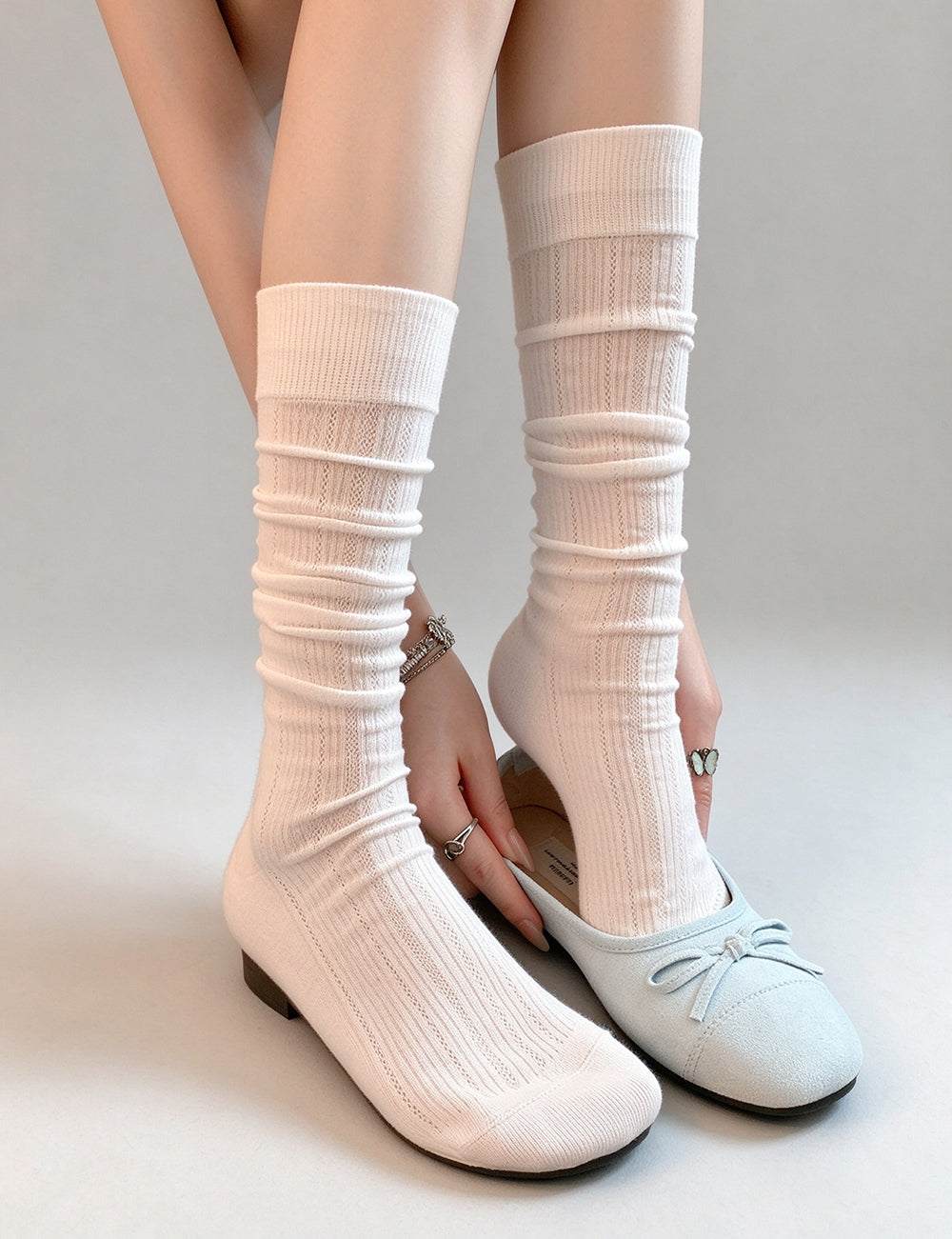 Mesh Slouchy Mid-Calf Socks - DippedShop Wholesale - #7155