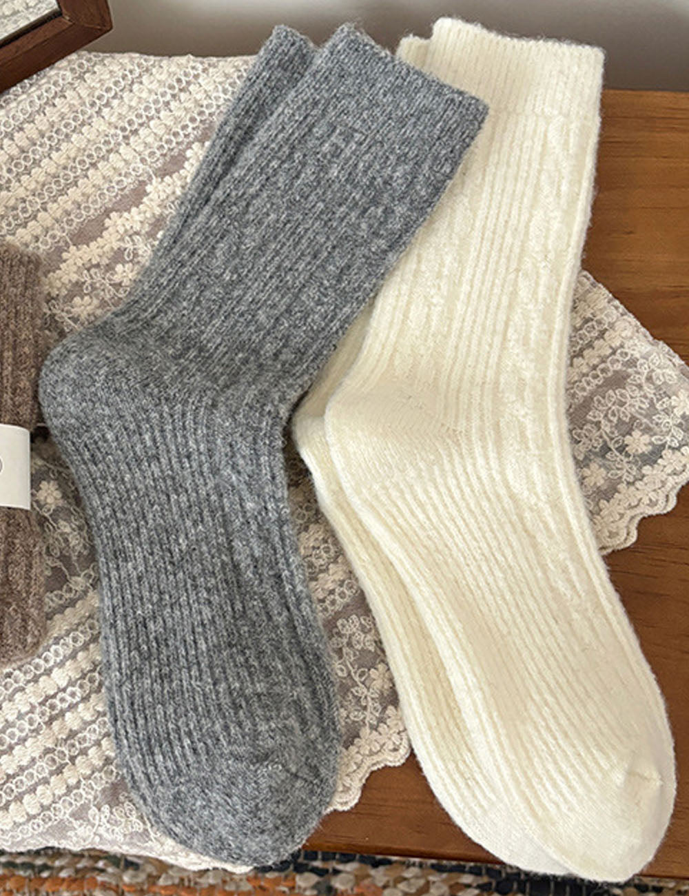 Cable Knit Crew Socks - DippedShop Wholesale - #9651
