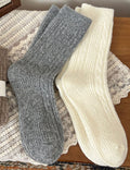 Simple Cable Knit Wool Blend Warm Crew Socks 6W8FSO540