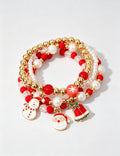 Christmas Santa Claus Charm Layered Beaded Bracelet 6W6JBR656